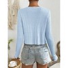 BLUEMING Summer Cardigan Sweaters for Women Cropped Lightweight Front Tie Cardigan with Eyelet Knit Rib Texture Caridigan - 4 of 4