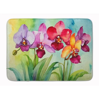 Orchids in Watercolor Memory Foam Kitchen Mat Machine Washable Anti-Fatigue Mat Cushion Comfort Bath Mat or Kitchen Rug