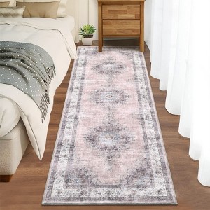 Vintage Area Rugs for Living Room, Machine Washable Soft Distressed Area Rug, Low Pile Non Slip Throw Floor Carpet - 1 of 4