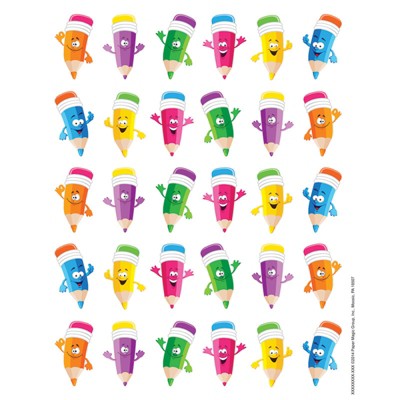 Eureka Pencil Smiley Faces Theme Stickers, Pack of 120 (Pack of 10)