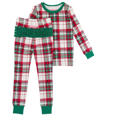 RuffleButts Modal Blend Toddler Girls Ruffle Long Sleeve Pajama Set