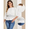 INSPIRE CHIC Women's 3/4 Sleeve Round Neck Smocked Waist Peplum Blouse - 2 of 4