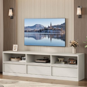 70 inch TV Stand for 80" TVs, Mid Century Modern Entertainment Center with Storage Drawer & Open Shelves - 1 of 4