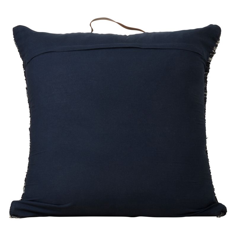 Saro Lifestyle Denim Chindi Floor Pillow - Down Filled, 30" Square, Navy Blue, 2 of 4