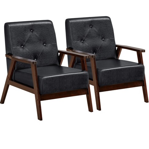 Set of 2 leather accent 2024 chairs