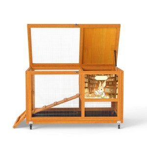 AZL1 Life Concept Pet Crates and Houses 2-Tier Indoor Outdoor Animal Cage on Wheels, Removable Tray, Slip-Proof Ramp, Orange, 35.43"*19.7"*21.56" - 1 of 4