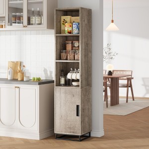 Bathroom Cabinet, Narrow Storage Cabinet with Door and Adjustable Shelf, Open Storage Freestanding - 1 of 4