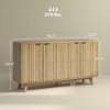 Yukimo Modern 55" Fluted Sideboard Buffet, Natural Wood with 4 Doors, 2 Adjustable Shelves, 5 Wood Legs, Gold Hardware - 3 of 4
