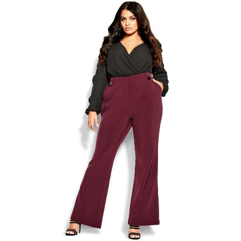 City Chic  Women's Plus Size Tuxe Luxe Pant - Claret - 14w : Target