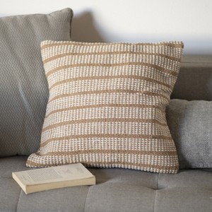 VIP Cotton 18 in. Beige Square Pillow Cover - 1 of 3