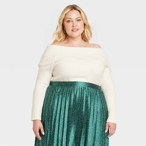 Womens plus size discount off the shoulder sweatshirt