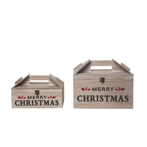Transpac 13.5 in Off-White Christmas Novelty Takeout Box Set of 2 Decorative MDF Boxes for Holiday Decor - 1 of 2