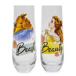 Silver Buffalo Disney Beauty and the Beast Storybook Stemless Fluted Glassware | Set of 2