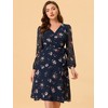 Allegra K Women's Boho Floral V Neck Tie Waist Long Sleeve Chiffon Wrap Midi Dress - 2 of 4