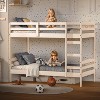 Racxily Bunk Bed Twin Over Twin, Solid Wood Detachable Bed Frame with Guardrails & Ladder, Wooden Slatted Bunk Bed for Teens & Adult, White - 2 of 4