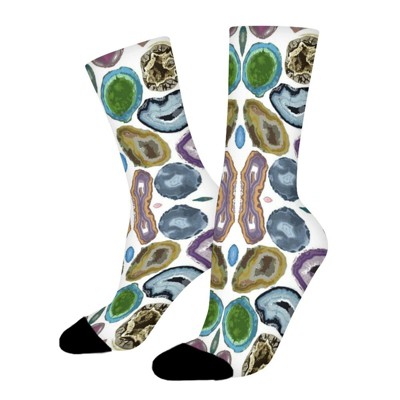 Geode Women Printed Crew Socks Funny Funky Socks Soft Polyester Novelty Gifts for Artists Men