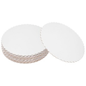 Unique Bargains Disposable Greaseproof Cardboard Scalloped Cake Platters 20 Pcs - 1 of 4