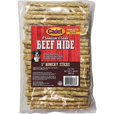 Cadet 5 Inch x 9-10mm Munchy Peanut Butter Basted Sticks, 100 Pack