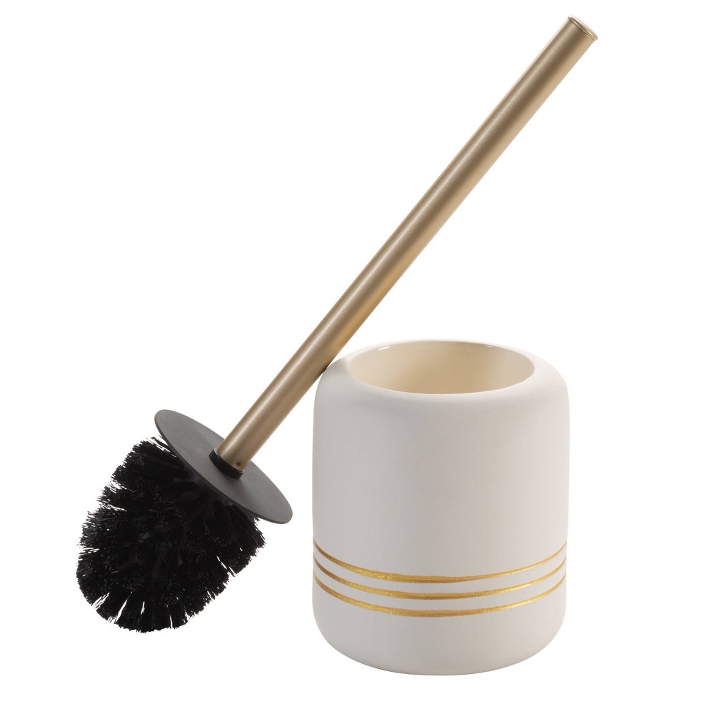 Photos - Toilet Brush Ceramic  Holder White - Bath Bliss