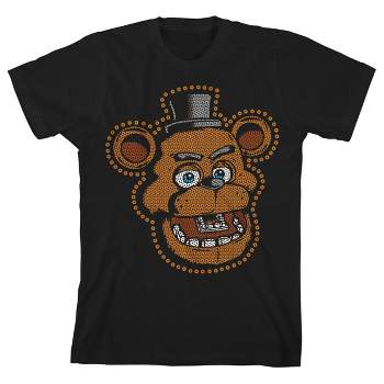 Five Nights at Freddy's Graphic Fake Sequin Freddy Boy's Black T-shirt
