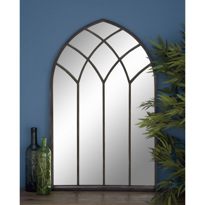 Traditional Iron Metal Window Pane Inspired Wall Mirror with Arched Top Black - Olivia &#38; May, 3 of 19