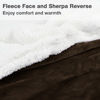 Brown Sherpa Fleece Wearable Blanket with Sleeves and Foot Pockets