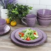 Elama Malibu Sea Glass 16-Piece Dinnerware Set in Dark Green - 2 of 4