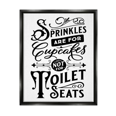 Stupell Industries Funny Bathroom Toilet Seat Framed Floater Canvas Wall Art
