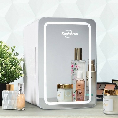 Compact White Smart Portable Cosmetic Fridge with LED Mirror