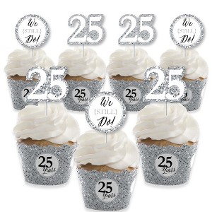 Big Dot of Happiness We Still Do - 25th Wedding Anniversary - Cupcake Decoration - Anniversary Party Cupcake Wrappers and Treat Picks Kit - Set of 24 - 1 of 4