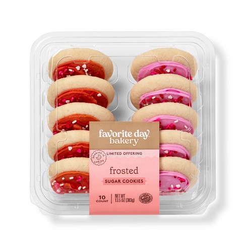 Valentine's Day Pink & White Frosted Cookies - 13.5oz/10ct - Favorite Day™ - image 1 of 3