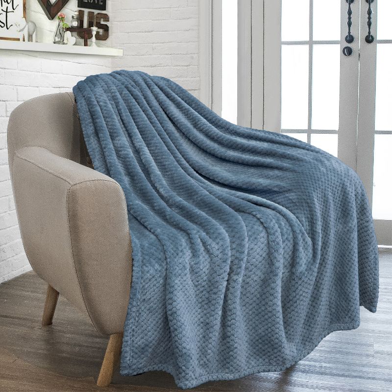 PAVILIA Soft Waffle Blanket Throw for Sofa Bed, Lightweight Plush Warm Blanket for Couch, 1 of 8