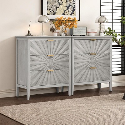 3-Drawer Chest of Drawers, Small Storage Cabinet with Doors, Gray Accent Cabinets for Bedroom, Entryway or Living Room - Cuddlewood