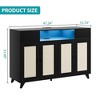 Sideboard Buffet Cabinet, 4 Rattan Doors 2 Drawers Accent Storage Cabinet - image 2 of 4