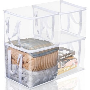 4/8/16 Pcs Clear Zippered Organizers 12''x12''x12'' Moving Bags with Reinforced Handles Heavy Duty Storage Cube Tote - 1 of 4