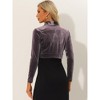 INSPIRE CHIC Women's Long Sleeve Cocktail Party Open Front Cropped Velvet Bolero Shrugs - 4 of 4