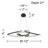 Possini Euro Design Helix Sand Black Multi-Ring Ceiling Pendant Light 39 1/2" Wide Ultra Modern Minimalist Spiral Dimmable LED Strip Steel Dining Room - 4 of 4