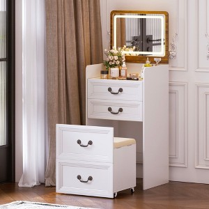 Fredees Flip-top vanity desk with mirror and stool. - 1 of 4