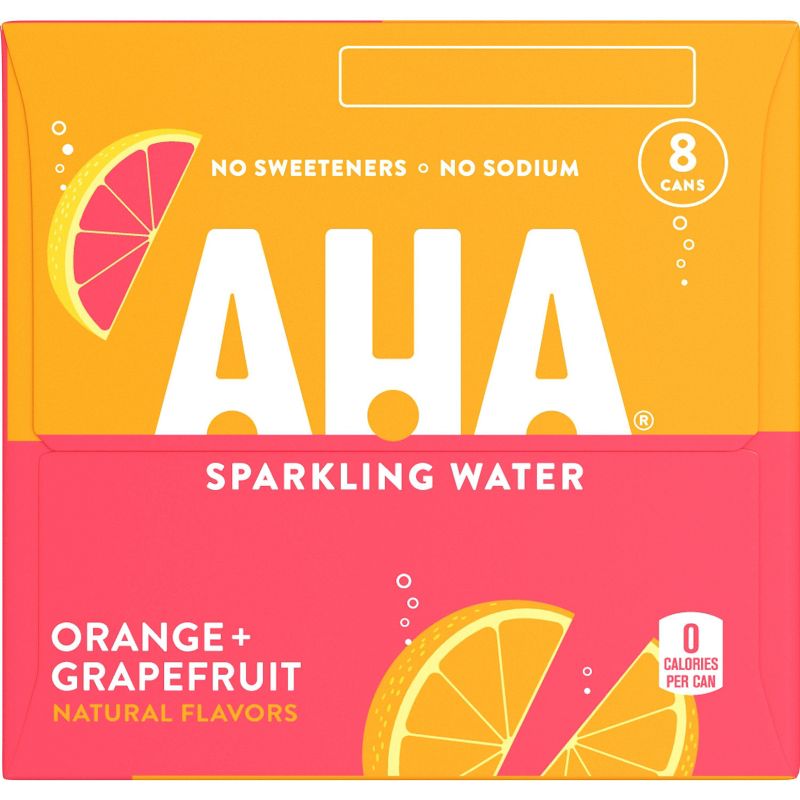 AHA Orange + Grapefruit Sparkling Water - 8pk/12 fl oz Cans, 3 of 11
