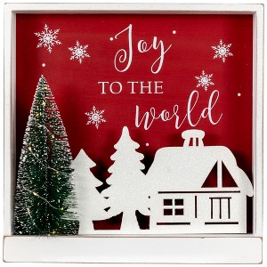 Northlight 11.75" Lighted Joy To The World Wooden Christmas Wall Decoration - 1 of 4