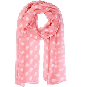 INSPIRE CHIC Women 1950s Retro Polka Dots Chiffon Lightweight Soft Sheer Long Scarves 1Pc - 1 of 4