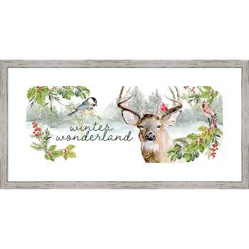 Amanti Art Holiday Deer Collection D by Jennifer Paxton Parker Wood Framed Wall Art Print 25 in. x 13 in.