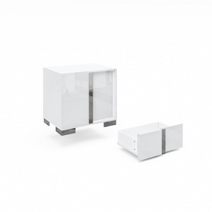 AMERLIFE Nightstand, 23.6'' Modern End Table with 2 Drawers, High Gloss UV Finish - 1 of 4
