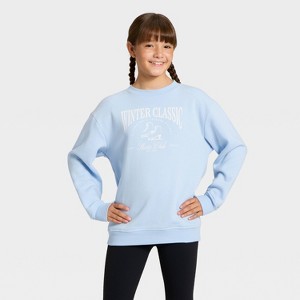 Girls' Active Comfort Fleece Crewneck Sweatshirt - All In Motion™ - 1 of 4