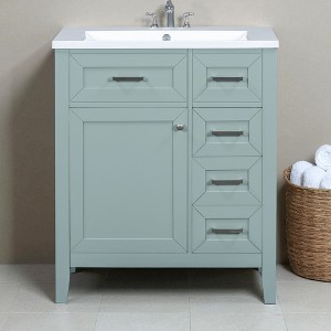 30-Inch Bathroom Vanity with Sink, Freestanding Vanity Cabinet,Ceramic Basin Top, 4" Faucet Mount - 1 of 4