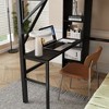 Full over Twin Black Metal Bunk Bed with Desk and Bookshelves Detachable Metal Bunk Bed with LED and Charge Station - 2 of 4