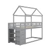 NicBex Twin Loft Bed House Shaped Wooden Bed Frame with Storage Shelf, 3 Drawers, Ladder and Full Length Guardrail, No Box Spring Required, Gray - 3 of 4
