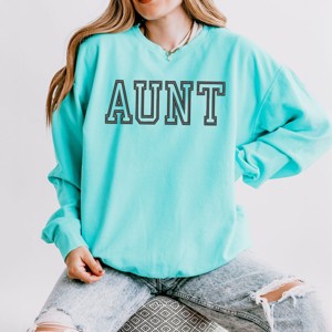 Simply Sage Market Embroidered Aunt Outline Lightweight Garment Dyed Sweatshirt - 1 of 4