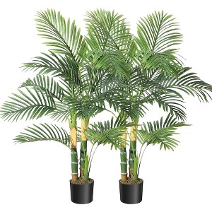 Whizmax 4/5FT Cane Palm Artificial Tree, Pre Potted Faux Greenry Plant for Indoor Outdoor Home Decor Office House Living Room - 1 of 4