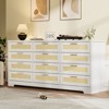 12 Drawer Dresser for Bedroom, Modern Rattan Chest of Drawers, Wood Storage Organizer with Drawers and Handles, for Nursery, Entryway, Living Room - 2 of 4